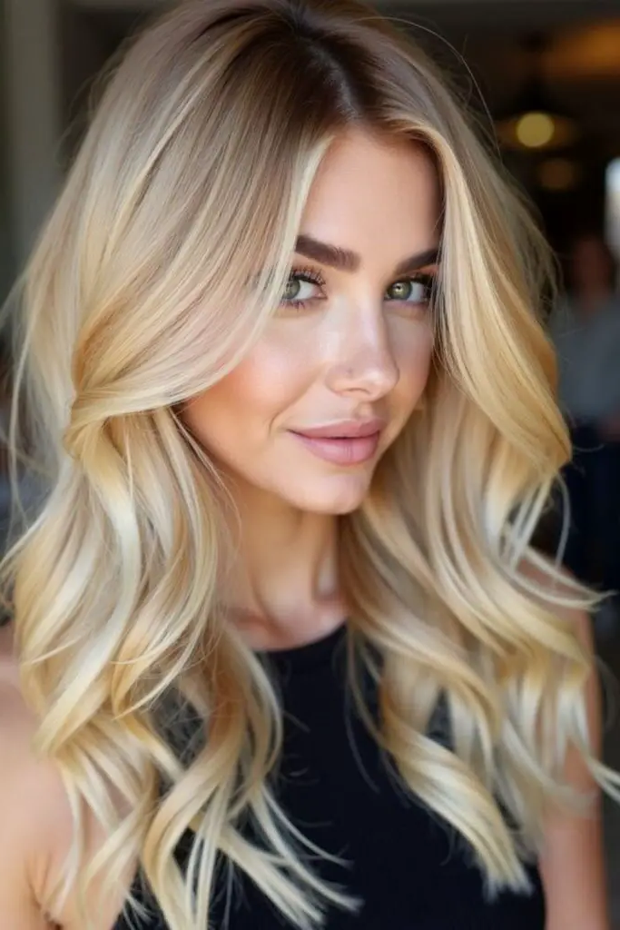 27. Warm Platinum Blonde with Golden Accents