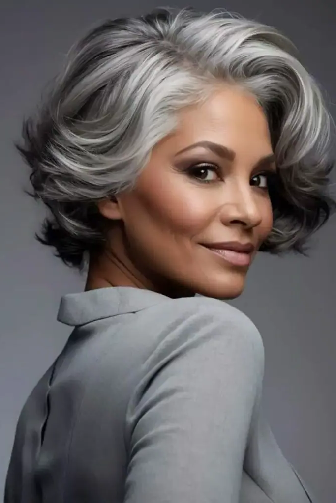 28.Gray Feathered Bob: Light and Airy