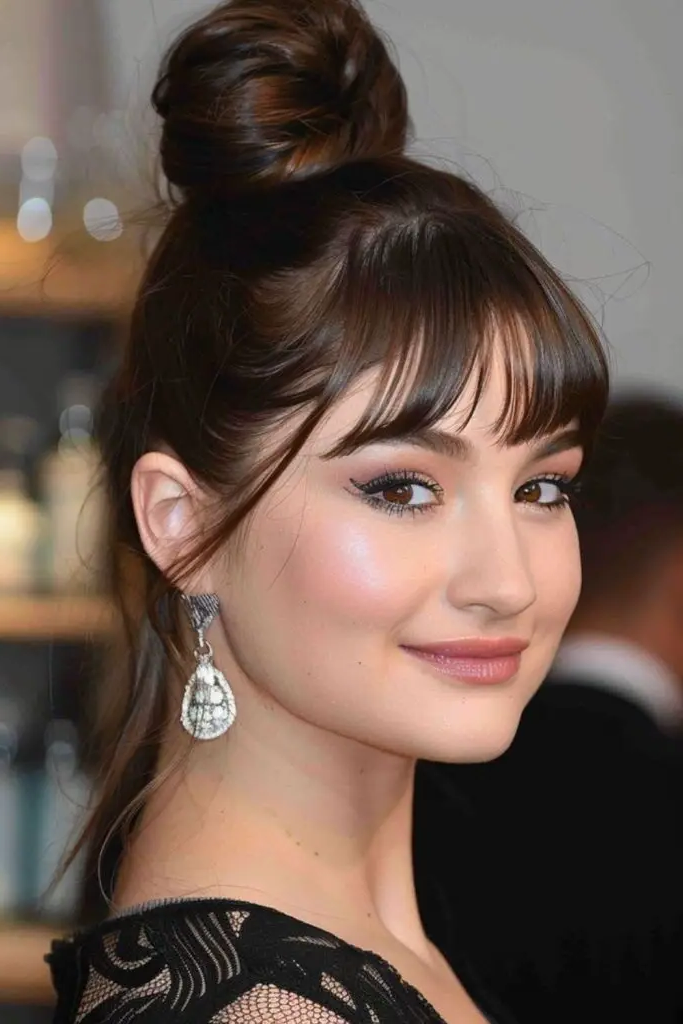 28 Best Hair for Round Face Shape Ideas 30 28. Classic High Bun Grace