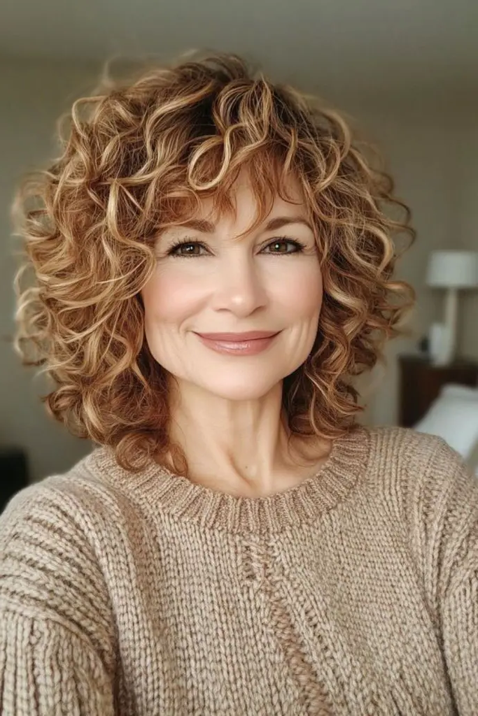 29 Best Sassy Hair Older Women Hairstyles 30 28. Curly Bangs Frenzy