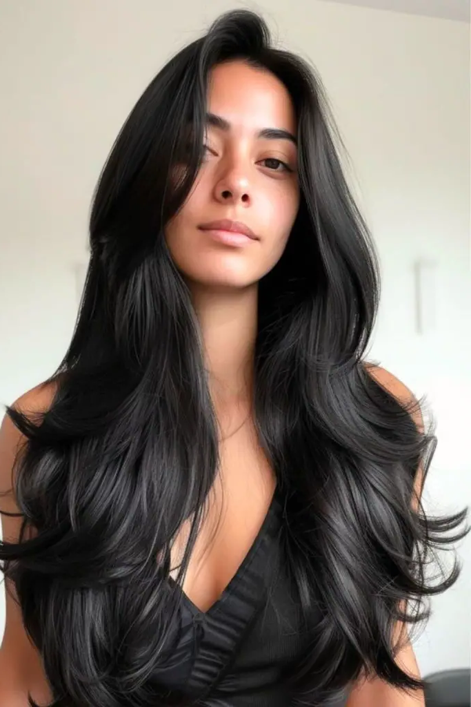 29 Cute Latina Hairstyles Long 30 28. Sleek Long Layers with Soft Waves