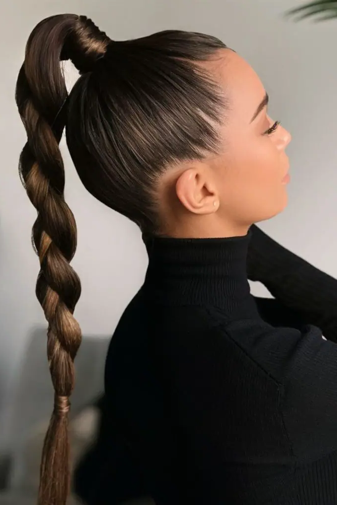 29 Cute Slick Hairstyles 31 29. Taut Braided Pony Hybrid