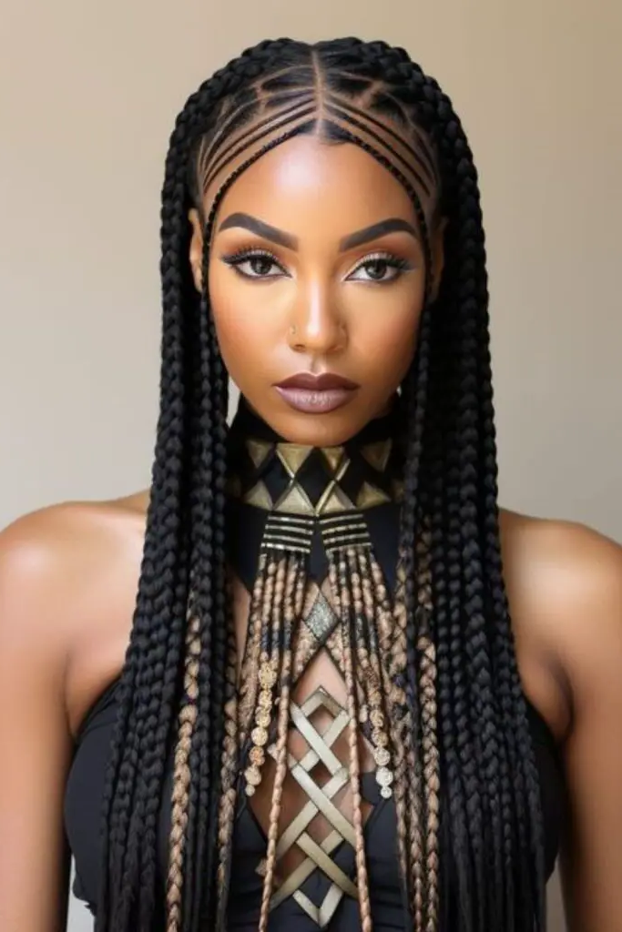 29 New Braided Hairstyles 31 29. Twisted Braids with Geometric Patterns