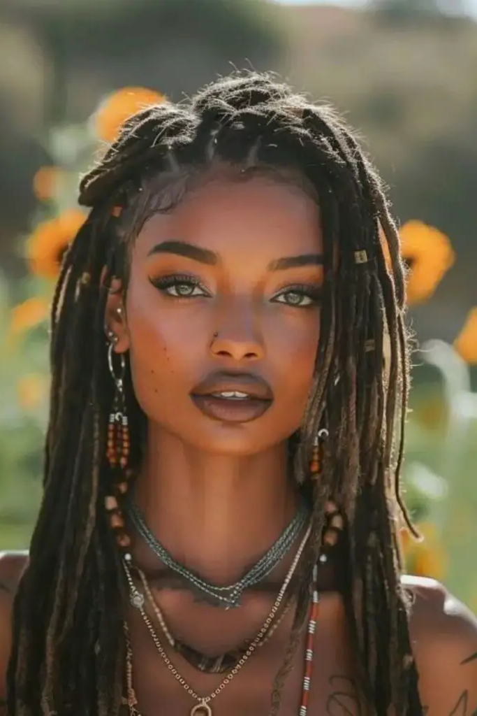 28 Great Female Loc Styles 5 3.Bohemian Chic Locs