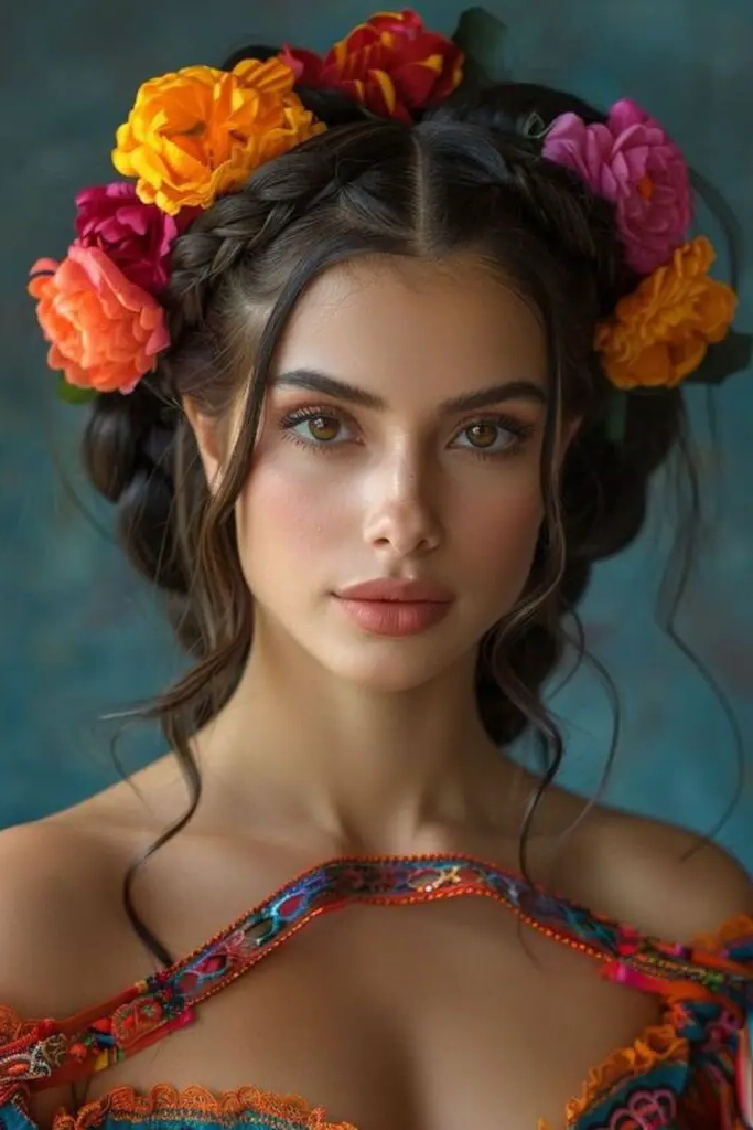 27 Easy Latina Hairstyles 5 3. Braided Crown Beauty