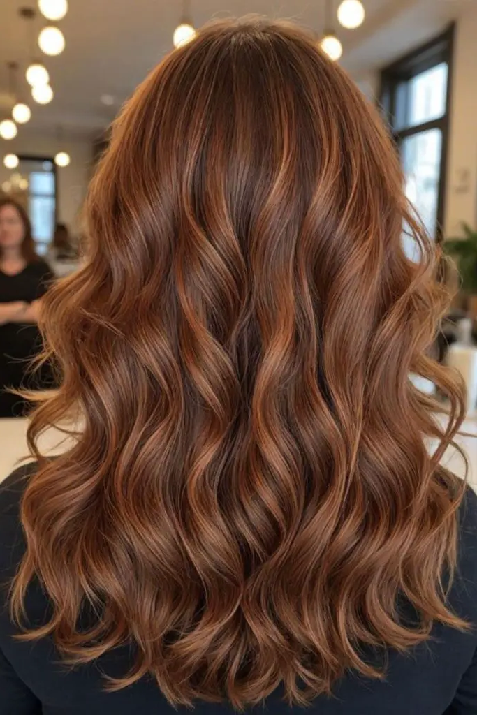 27 Brunette Hair Color Ideas for Summer 5 3. Burnished Chestnut Cascade