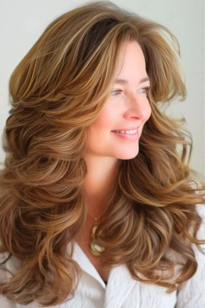 28 Best Feathered Layered Hairstyles 5 3. Long Feathered Waves: Effortlessly Glam