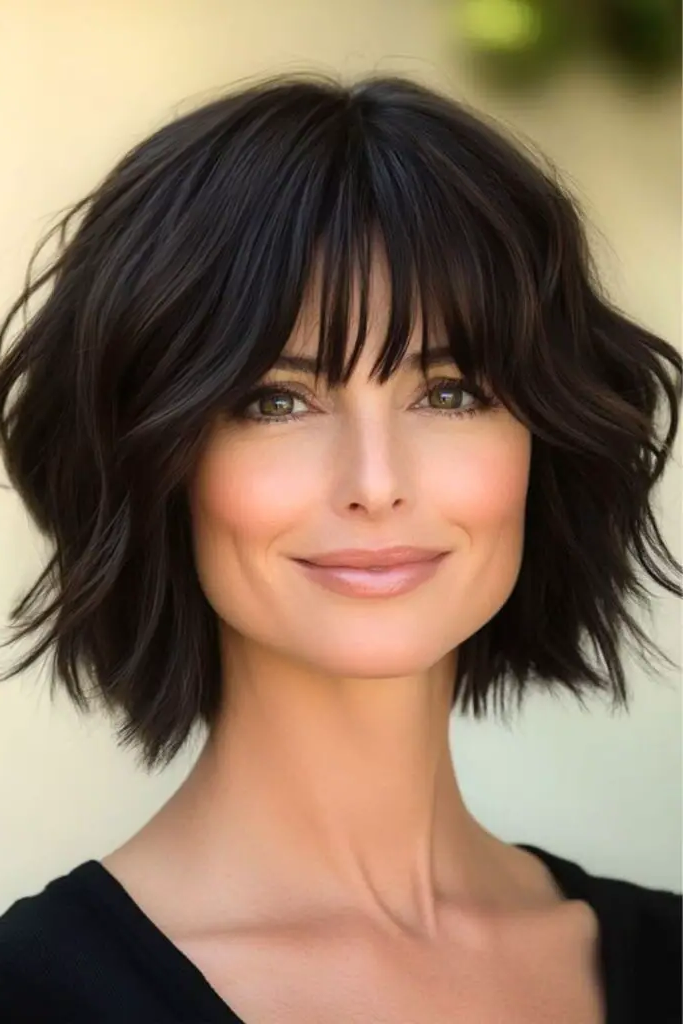 28 Best Choppy Layered Bob Hairstyles 5 3. Midnight Shaggy Cascade