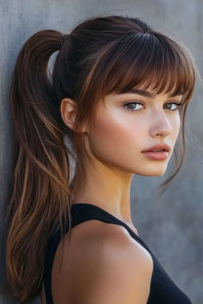 28 Elegant Softball Hairstyles 5 3. Slicked-Back Fierce Ponytail