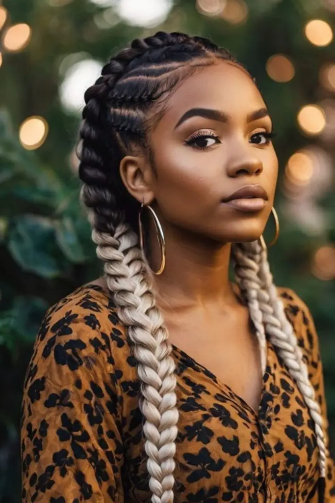 27 Best Big Cornrows Hairstyles 5 3. Twin Braided Grandeur