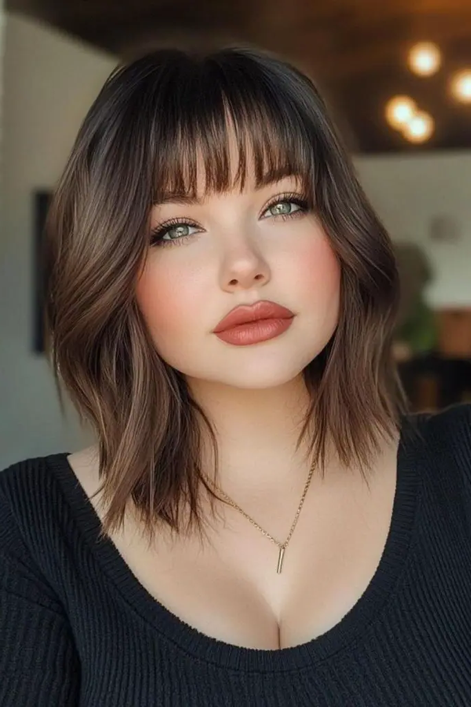 28 Best Hair for Round Face Shape Ideas 5 3. Wispy Bangs Whisper