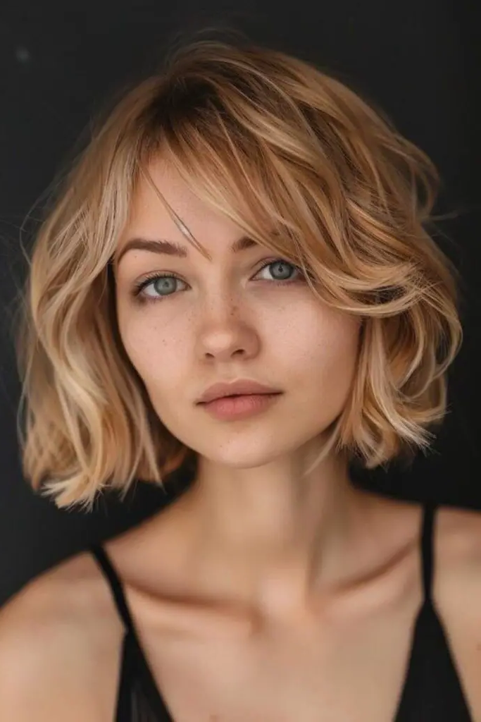 29 Messy Blonde Bob Ideas 6 4. Butterscotch Chaos Cut