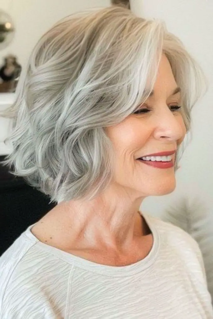 29 Best Bobs for Thin Hair Older Women Ideas 6 4. Textured Wavy Bob