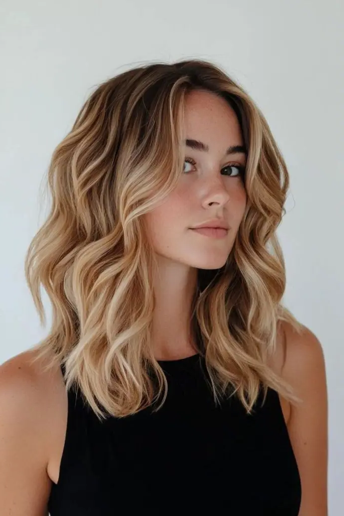 27 Super-Cute Blonde Medium Length Hair Ideas 7 5. Bohemian Sunbeam Curls