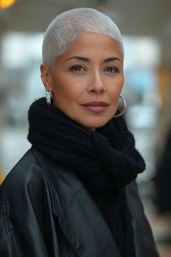 29 Best Sassy Hair Older Women Hairstyles 7 5. Bold Buzz Empowerment