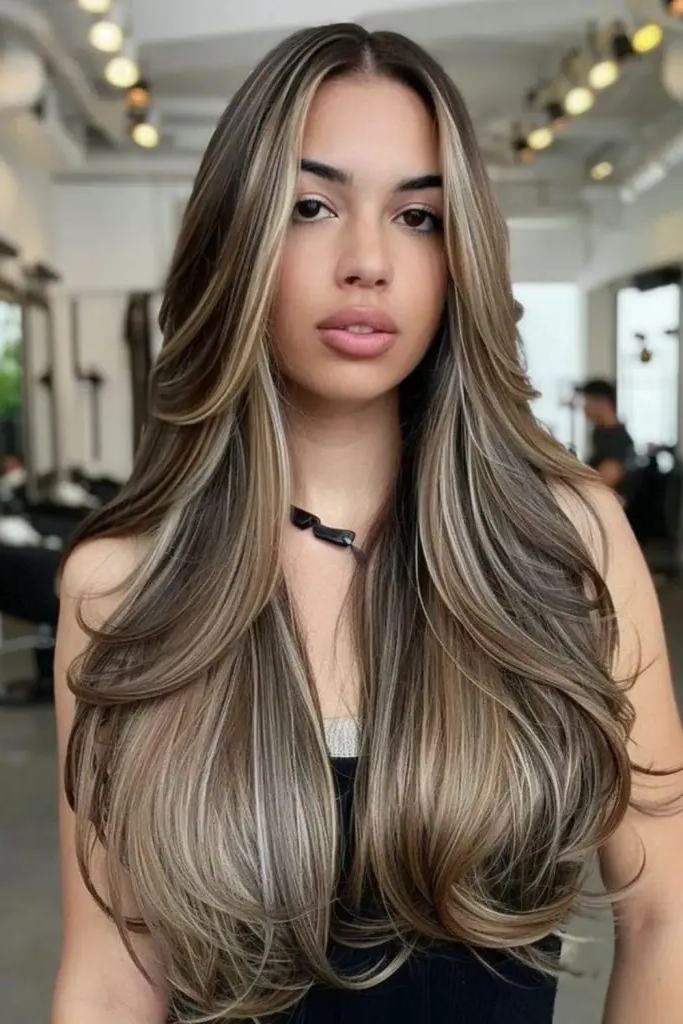 27 Long Layered Haircuts with Face Framing 7 5. Celestial Silk Strands