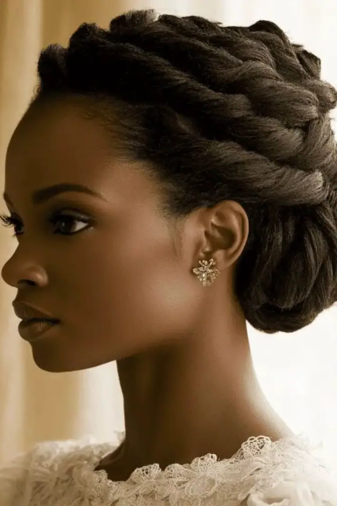 28 Stunning Bridal Locs Hairstyles 7 5. Celestial Spiral Crown