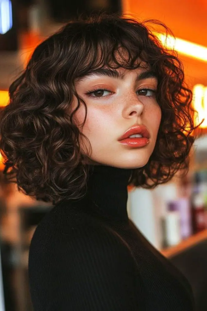 29 Gorgeous Bob Hairstyles with Bangs 7 5. Curly Cascade Bob