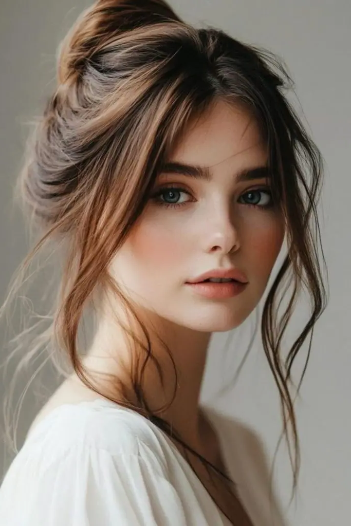 27 Simple Hairstyles for Long Hair 7 5. Effortless Messy Bun Whirl