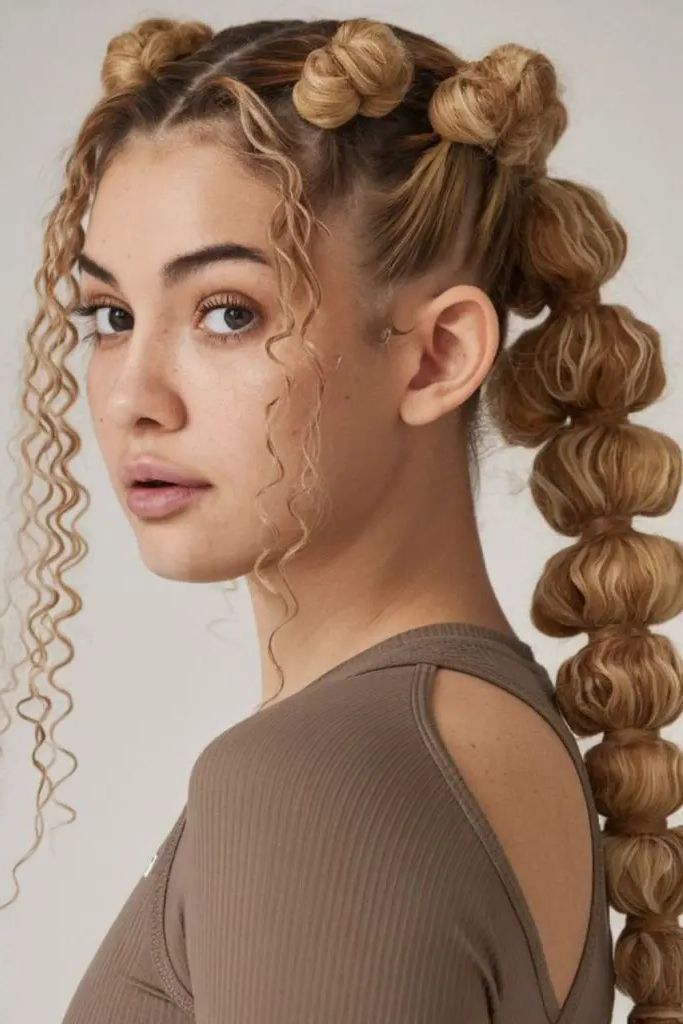 28 Elegant Softball Hairstyles 7 5. High Bubble Ponytail Dominance