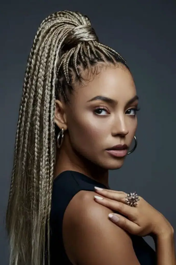 29 Gorgeous Micro Braids Hairstyles 7 5. Sleek Ponytail Micro Braids