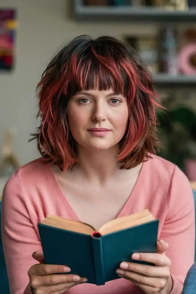 27 Gorgeous Haircuts for Round Chubby Faces 7 5. Textured Shag with Fringed Layers