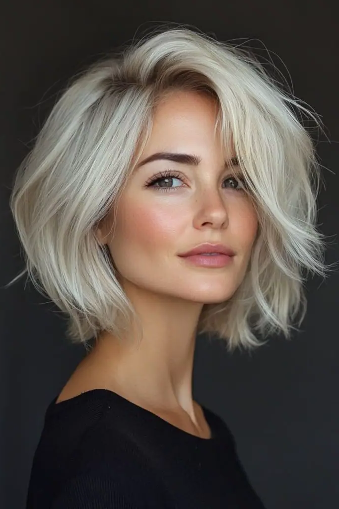29 Messy Blonde Bob Ideas 7 5. Undone Platinum Whisper