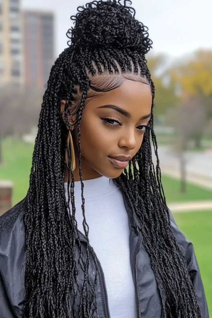 28 Great Female Loc Styles 8 6.Curly Crowned Locs