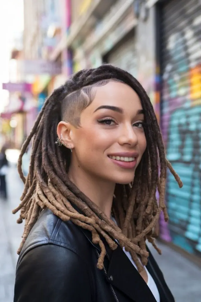 28 Best Dreads Short Hair Styles 8 6. Bold Side Part Statement