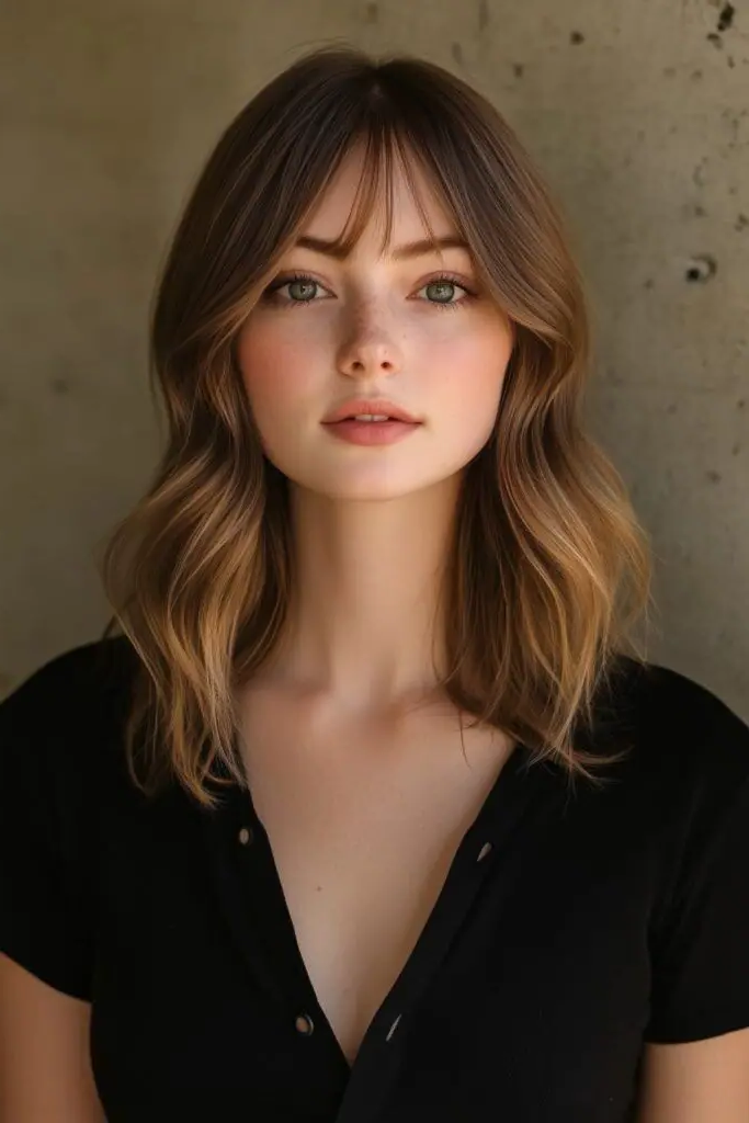 28 Best Hair for Round Face Shape Ideas 8 6. Curtain Bangs Magic