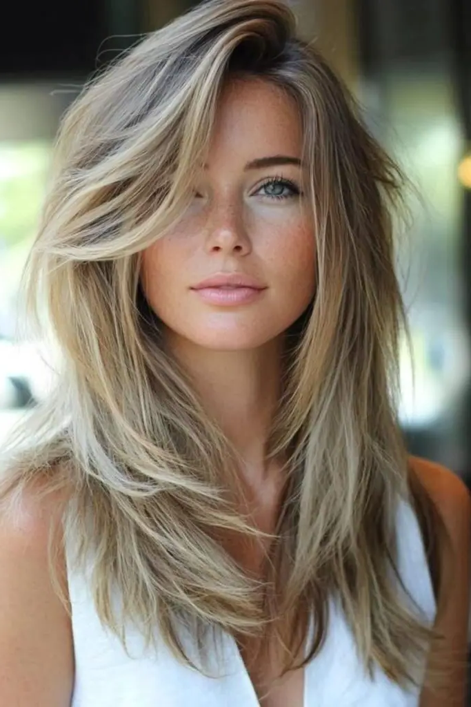 27 Long Layered Haircuts with Face Framing 8 6. Electric Edge Layers