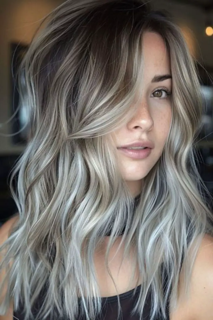 29 Grey Blonde Hair Ashy Highlights 8 6. Frostbite Edge Streaks