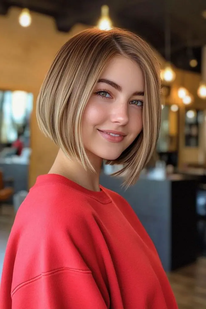 29 Awesome Angled Bob Hairstyles 8 6. Golden Horizon Bob