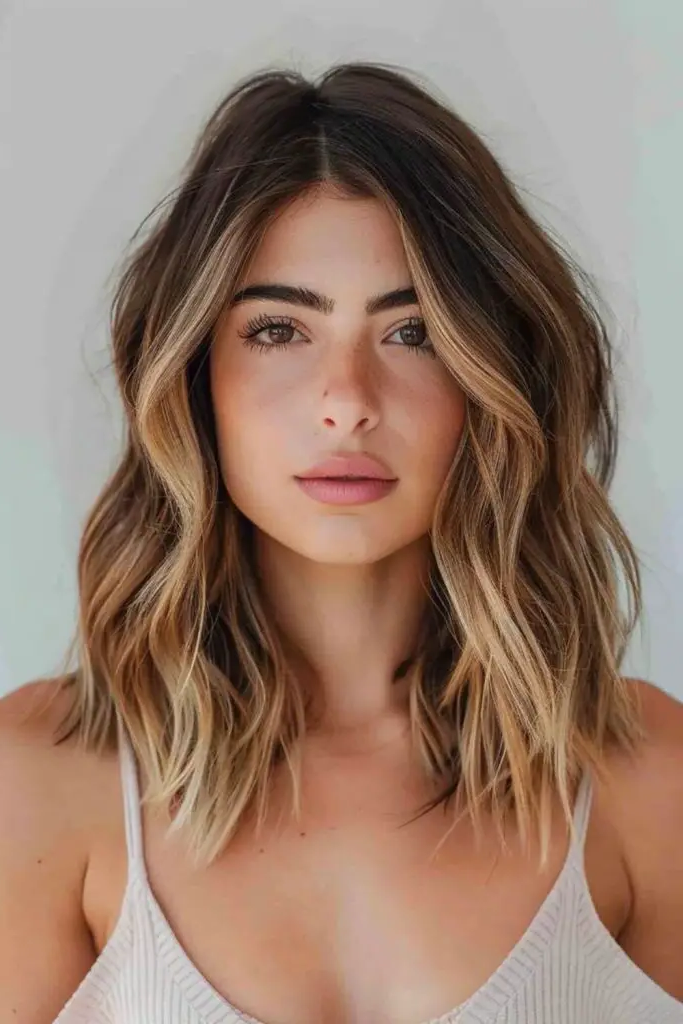 27 Great Medium Length Wavy Hairstyles 8 6. Golden Undercurrent Waves