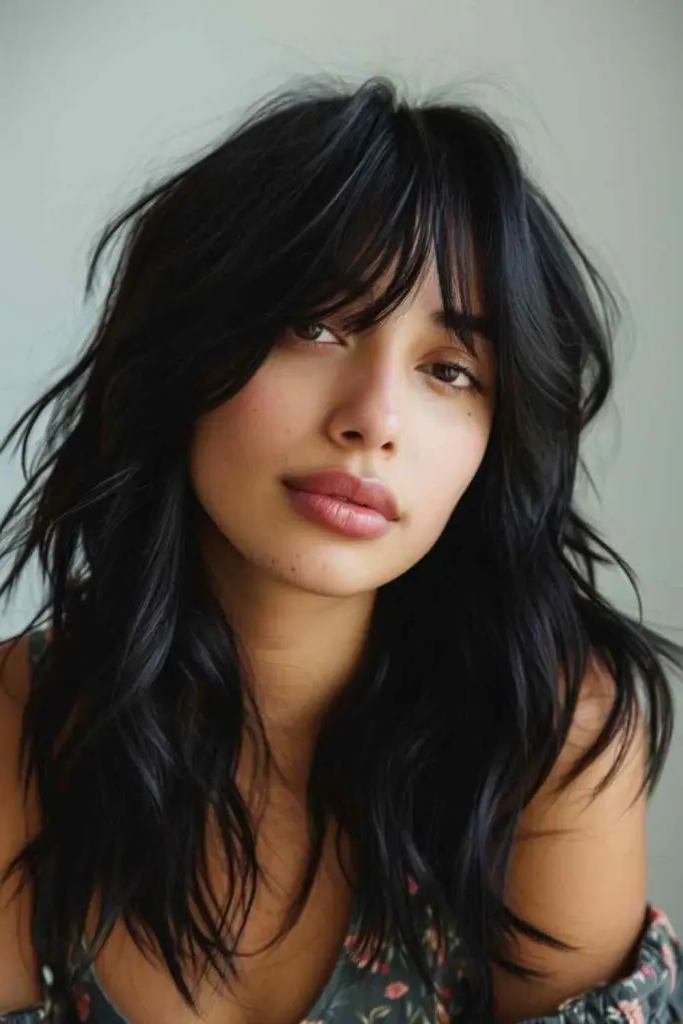 27 Shag Cut Straight Hair Ideas 8 6. Noir Veil