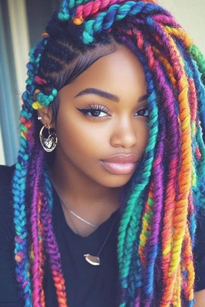 27 Best Crochet Hair Ideas 8 6. Rainbow Riot Revival