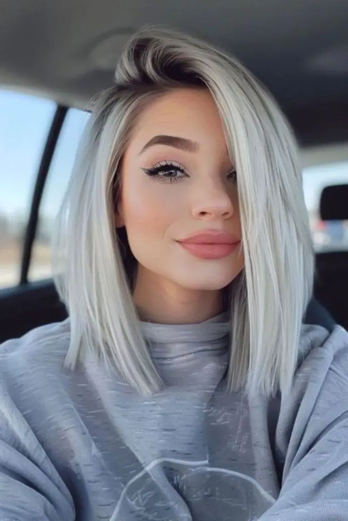 28 Best Short Asymmetrical Hairstyles 8 6. Sleek Asymmetrical Lob with a Twist