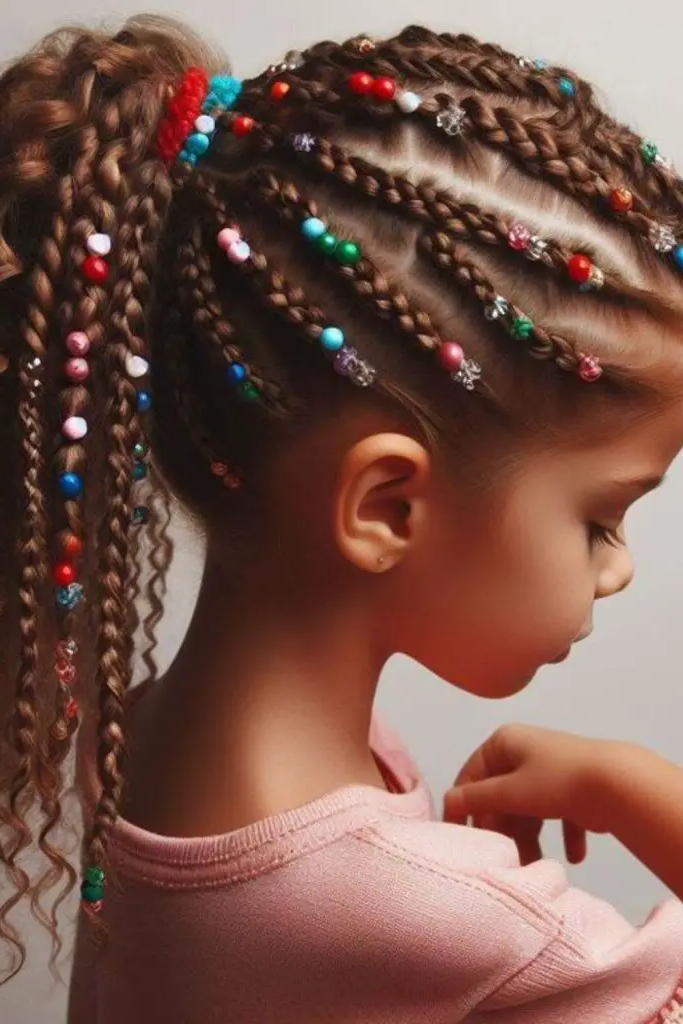 27 Cutest Toddler Beaded Hairstyles for Kids 8 6. Spiral Swirl Beaded Updo
