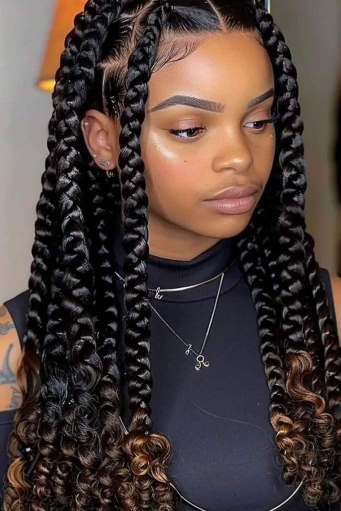 29 Big Twist Braids Hairstyles 9 7. Curly Twist Out with Braids