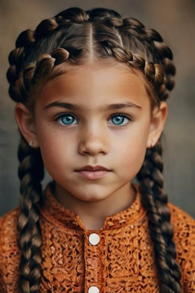 28 Trendy Kids Cornrow Hairstyles 9 7. Double Dutch Cornrows: Classic with a Twist