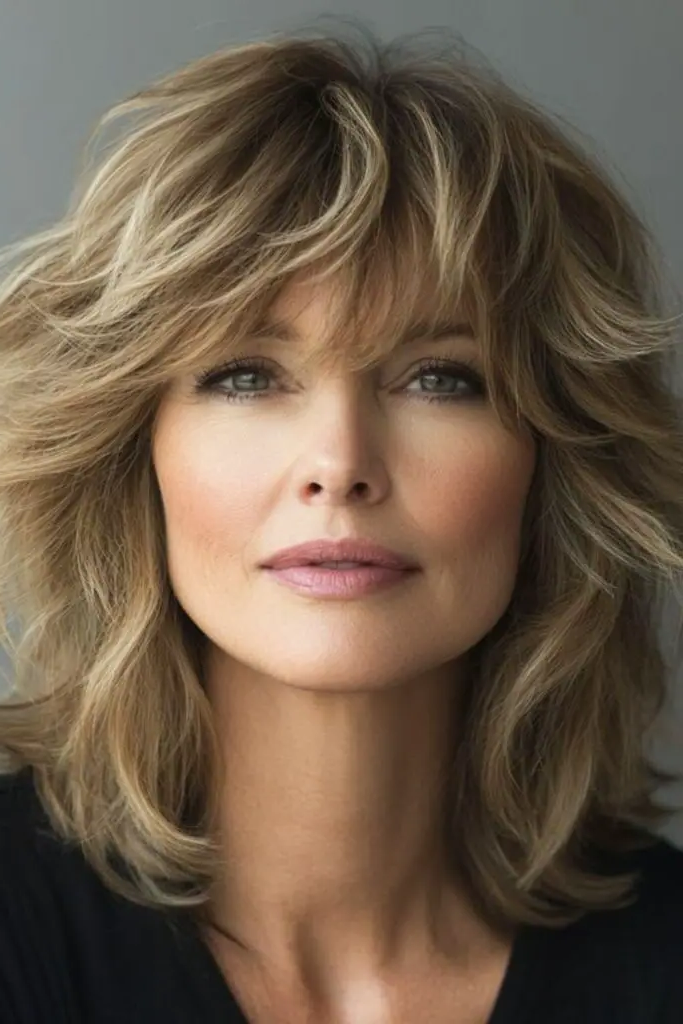 28 Best Feathered Layered Hairstyles 9 7. Feathered Bangs: Sharp & Flirty