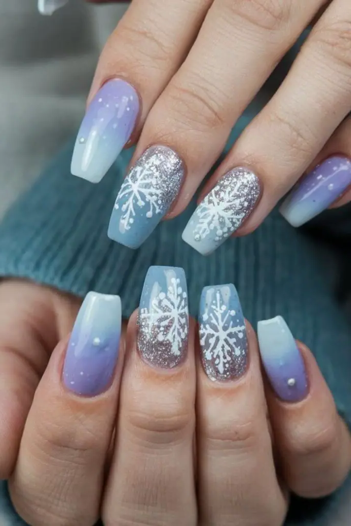 7. Frosted Enchantment in Icy Blue