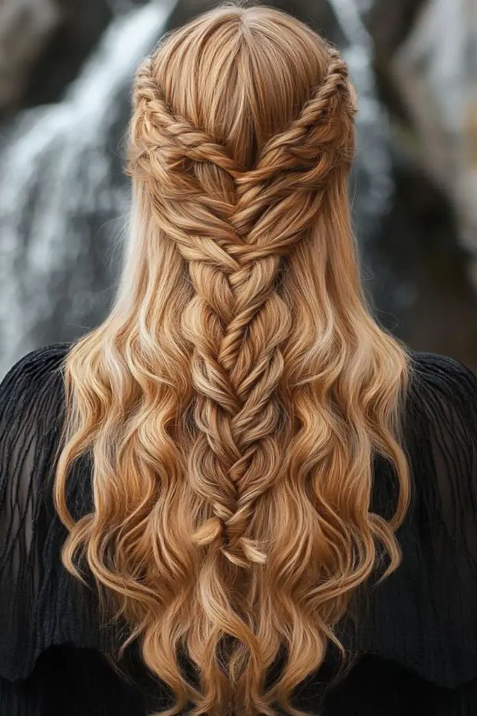 27 Best Winter Hair Braid Ideas 9 7. Glacier-Woven Waterfall