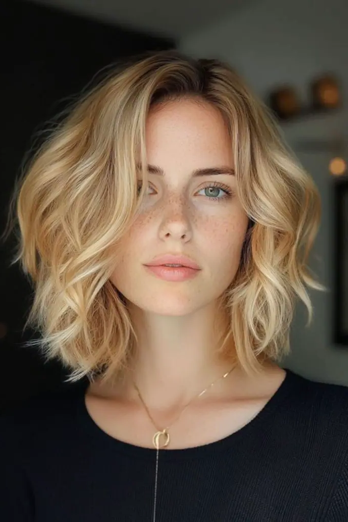 29 Messy Blonde Bob Ideas 9 7. Golden-Tipped Rebel Bob