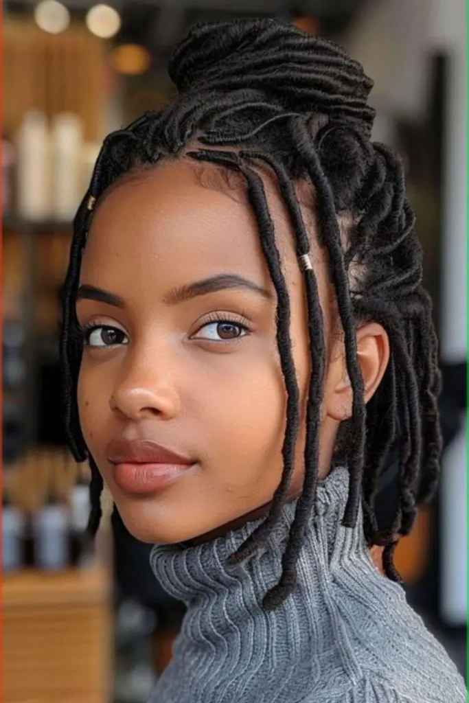 28 Small Dreads Black Women Ideas 9 7. Half-Up Crown Lift