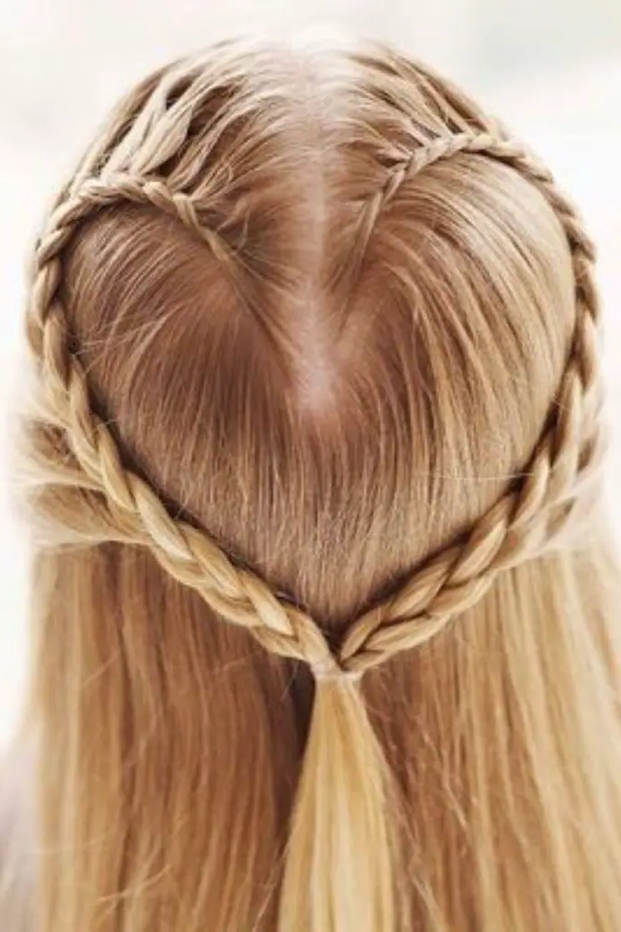 29 Cute Toddler Braids Hair Ideas 9 7. Heart-Shaped Part Braids