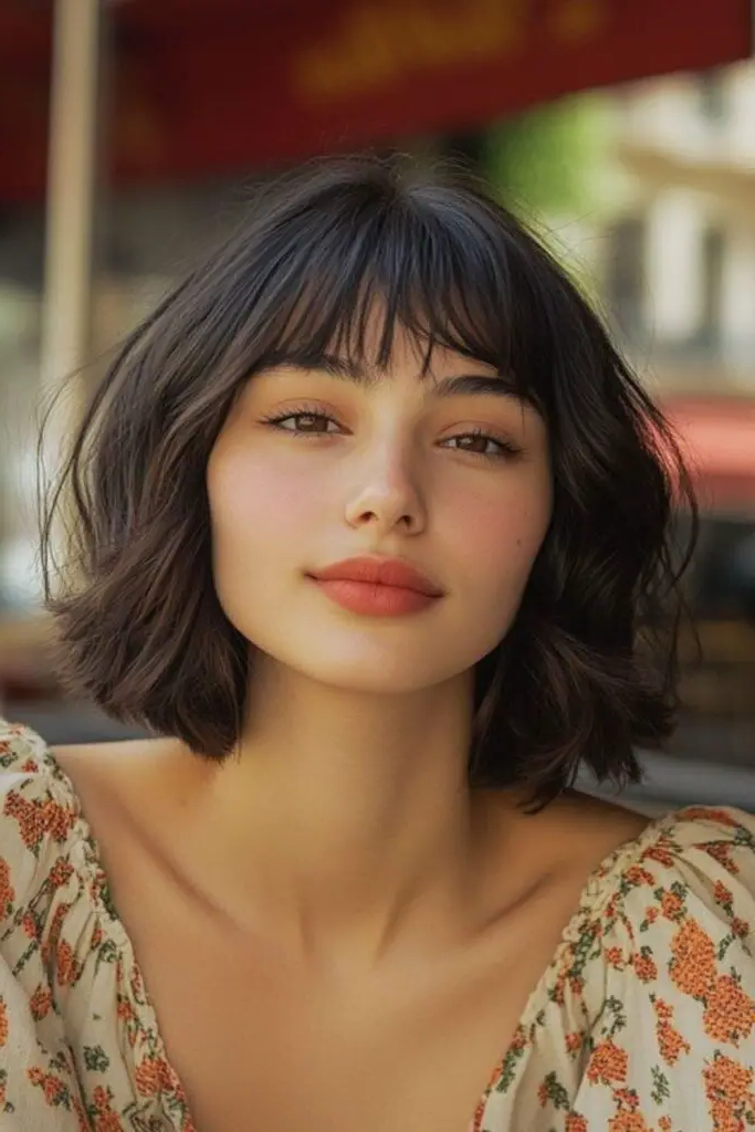 27 Best Lob Haircut with Bangs 9 7. Parisian Chic Bob-Lob