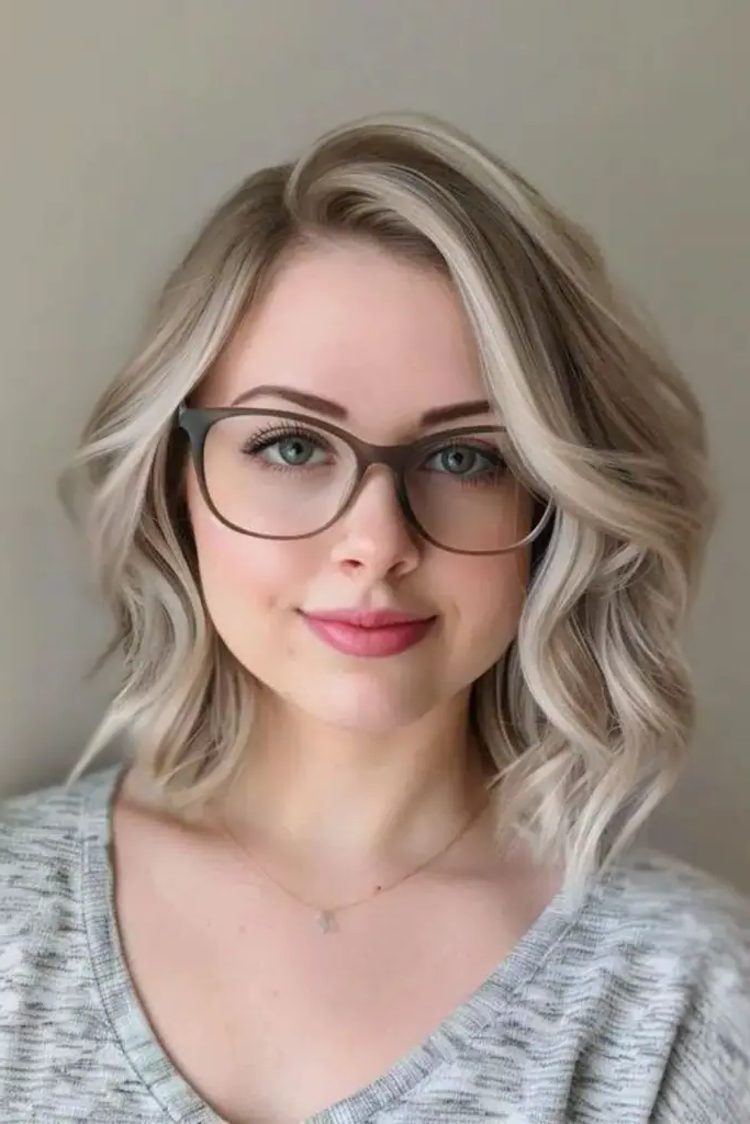 27 Gorgeous Haircuts for Round Chubby Faces 9 7. Shoulder-Length Lob with Soft Waves