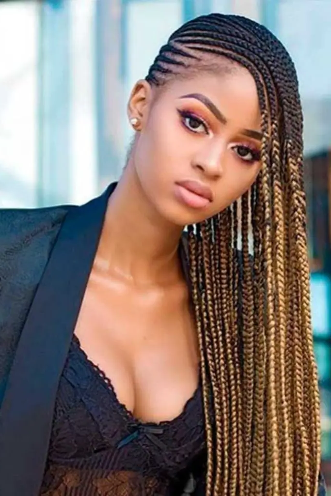 29 Gorgeous Micro Braids Hairstyles 9 7. Side-Swept Micro Braids