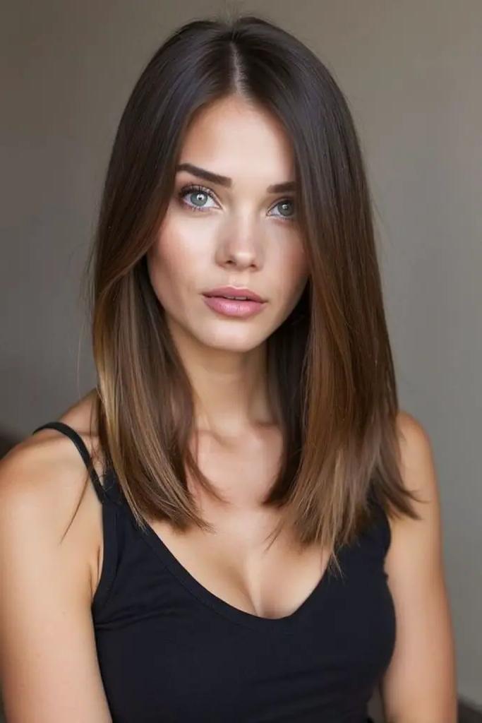 27 Cute Medium Length Haircuts 9 7. Sleek Straight Simplicity
